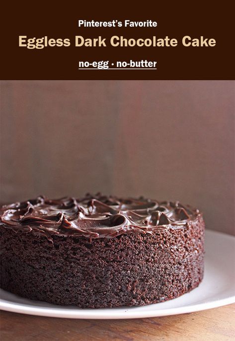 Chocolate Tea Cake, Egg Free Cakes, Eggless Chocolate Cake, Dark Chocolate Cake, Tea Cakes Recipes, Eggless Cake Recipe, Eggless Desserts, Eggless Recipes, Eggless Baking