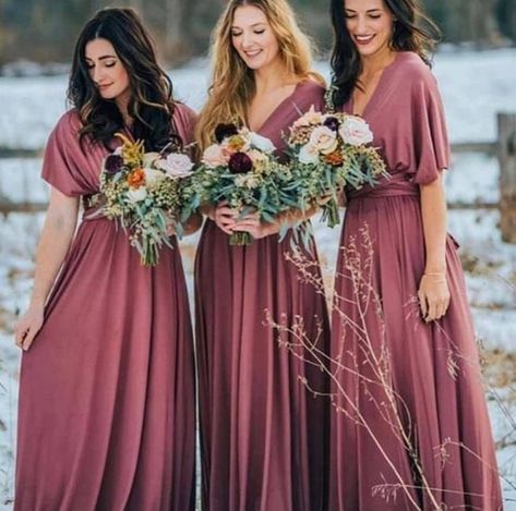 Dusky Pink Bridesmaids, Multi Wrap Dress, Wrap Dress Plus Size, Vestido Convertible, Convertible Wedding Dresses, Elven Wedding, Mauve Bridesmaid, Mauve Bridesmaid Dress, Olivia Bottega