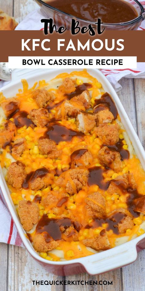 Popcorn Chicken Casserole, Kfc Famous Bowl Casserole, Kfc Famous Bowl Recipe Casserole, Kfc Bowl Recipe Casserole, Popcorn Chicken Bowl, Kfc Bowl Casserole, Famous Bowl Casserole, Kfc Famous Bowl Recipe, Kfc Bowls