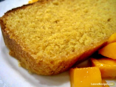 Mango Pound Cake Mango Pound Cake Recipe, Mango Pound Cake, Yellow Mango, Coconut Pound Cakes, Mango Dessert Recipes, Mango Dessert, Sour Cream Pound Cake, Mango Cake, Sweet Treats Desserts