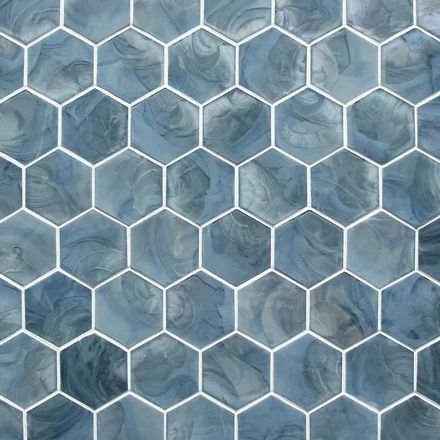 Blue Hexagon Tile, Tile Mosaics, Santorini Blue, Vet Clinic, Shower Floor Tile, Stone Backsplash, Blue Mosaic, Hexagon Tiles, House Tiles