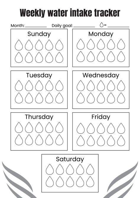 Weekly water tracker – B&W Daily Water Intake Chart, Weekly Water Tracker, Daily Water Tracker, Water Tracker Printable, Water Intake Tracker, Hydration Tracker, Daily Routine Planner, Water Tracker, Daily Water