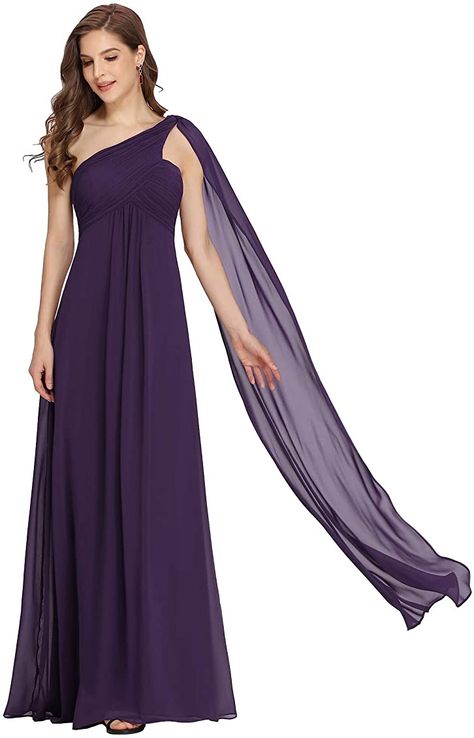 Prom Dresses Dark Purple, Purple Gown Elegant, Dark Purple Gown, Dresses Dark Purple, Prom Dresses Dark, Bridesmaid Dresses One Shoulder, Dark Purple Bridesmaid Dresses, One Shoulder Evening Gown, Pregnant Party Dress