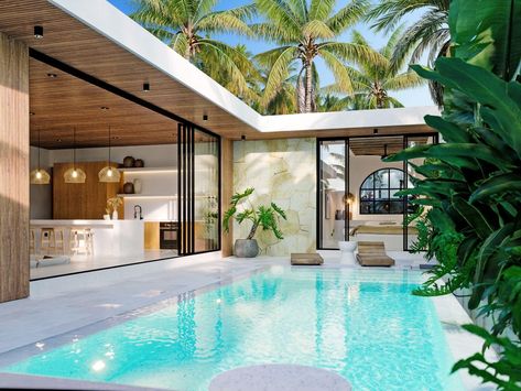 Bali Homes, Mexican Casita, Guess House, Bali Architecture, Kleiner Pool Design, Bali Villas, Luxury Villa Design, Modern Tropical House, Tropical House Design