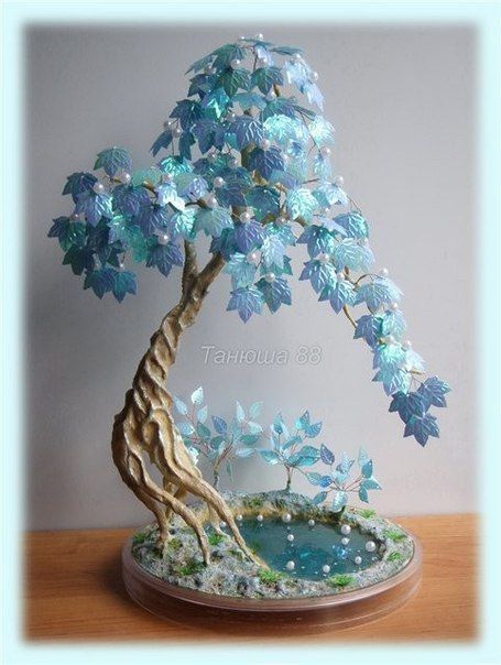 French Beaded Flowers, Fairy Garden Designs, Wire Tree Sculpture, Wire Trees, Wire Tree, Fairy Garden Diy, Tree Sculpture, Beaded Crafts, Wire Sculpture