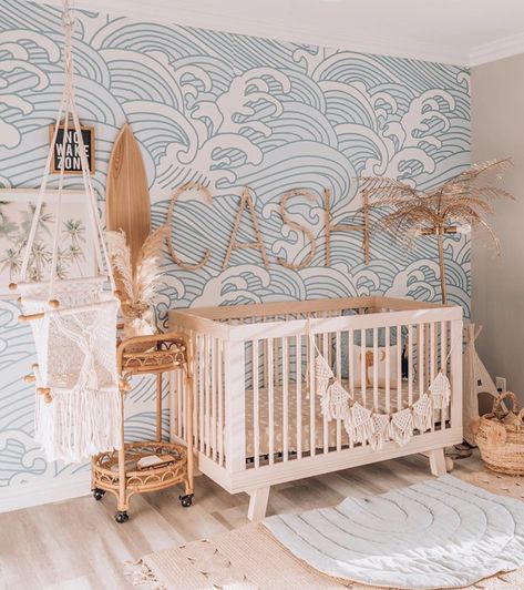 Surf Nursery, Coastal Nursery, Surf Room, Nursery Trends, Beach Bedroom Decor, Ocean Nursery, Baby Boy Room Nursery, Nursery Room Inspiration, Baby Room Design