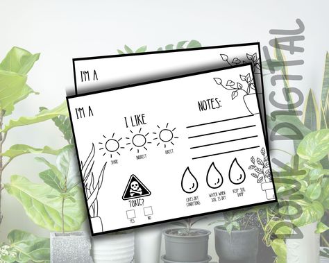 Houseplant Care Card Printables! Plant Cards, Plant Store, Houseplant Care, Plant Shop, Plant Labels, Store Ideas, House Plant Care, Care Card, Copic