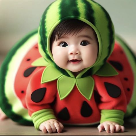 Cute Baby Costume, Baby First Birthday Dress, Bun Making, Funny Baby Pictures, Baby Fruit, Chunky Babies, First Birthday Dresses, Baby Costume