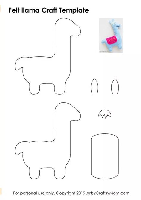 Felt Llama Craft for Kids | Sewing Craft for Beginners Llama Template, Llama Craft, Felt Llama, Kids Sewing Crafts, Sewing Beginners, Diy Sewing Gifts, Idee Cricut, Felt Crafts Patterns, Beginner Crafts