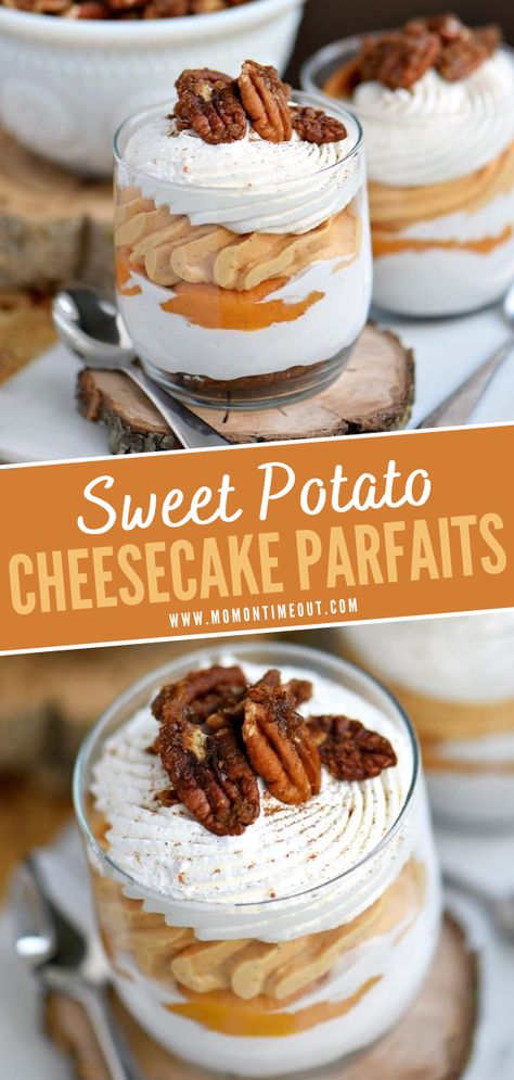 Marshmallow Sweet Potato, Cookies Marshmallow, Sweet Potato Dessert, Sweet Potato Cheesecake, Gingersnap Cookies, Cookies And Cream Cheesecake, Mom On Timeout, Cheesecake Parfaits, Diy Easy Recipes