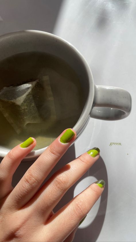 Green nails & tea Green Nails, Drinking Tea, Nail Art, Tea, Nails, Green, Pins, Art, Nail Arts