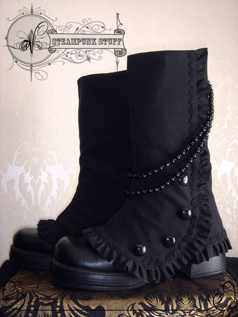 My first experience in the creation of Spats. Made specifically for these shoes. A Table, Deviantart, Boots, Black