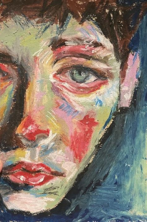 Oil Pastel Art Portrait Faces, Oil Pastel People, Oil Pastel Impressionism, Pastel Face Drawing, Oil Pastel Art Face, Oil Pastel Face Portraits, Oil Pastel Face, Oil Pastel Aesthetic, Oil Pastel Art Portrait