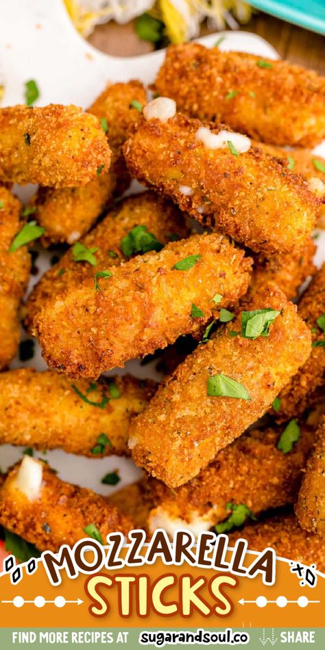 Crispy breading, gooey cheese, and deliciously golden brown- all the important parts of the BEST Mozzarella Sticks, all of which you'll find right here with this homemade mozzarella sticks recipe! This easy-to-make recipe will replace your favorite store-bought version, guaranteed! Mozza Sticks Recipe, How To Make Motzerrela Sticks, Motzerella Sticks Easy Recipes, Monzerrela Sticks Recipe, Mozarella Sticks Recipes, Motzerrela Sticks, Homemade Fried Mozzarella, String Cheese Mozzarella Sticks, Best Mozzarella Sticks