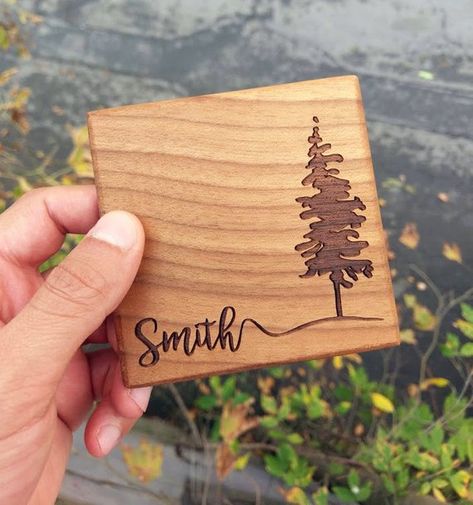 Diy Wooden Coasters With Cricut, Laser Engraved Coasters, Wood Wedding Gifts, Personalized Wood Coasters, Personalized Coasters Wedding, Engraved Wood Coasters, Engraved Coasters, Idee Cricut, Laser Cut Wood Crafts