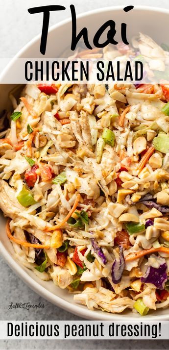 Salad Recipes Asian, Chicken Salad With Peanut Dressing, Salad With Peanut Dressing, Thai Chicken Salad, Recipes Asian, Peanut Dressing, Best Salad Recipes, Thai Chicken, Think Food