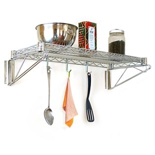 Chrome-wire Kit for Wall-Mounted Bracket and Shelf Restaurant Shelving, Wire Rack Shelving, Wire Closet Shelving, Garage Storage Solutions, Wire Shelves, Wire Shelving Units, Shelving Accessories, Wall Mount Rack, Overhead Storage