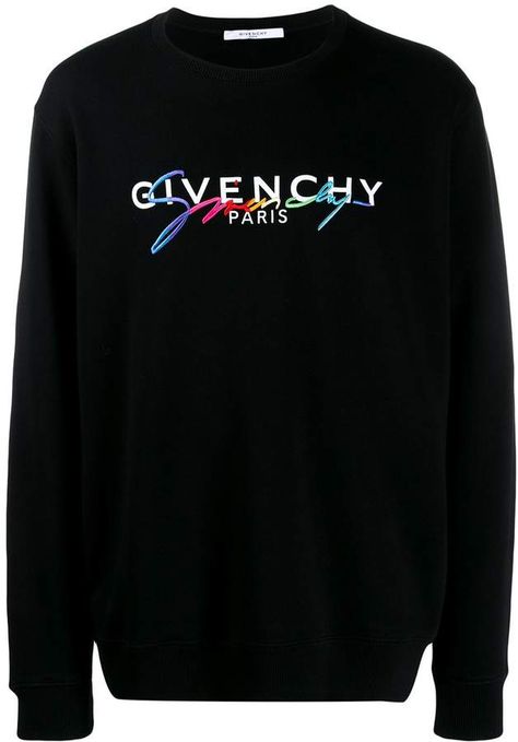 Givenchy Paris, Urban Street Style, Mothers Day Shirts, Cotton Logo, Designer Clothes For Men, Embroidered Sweatshirts, Logo Embroidered, Black Sweaters, Crew Neck Sweater