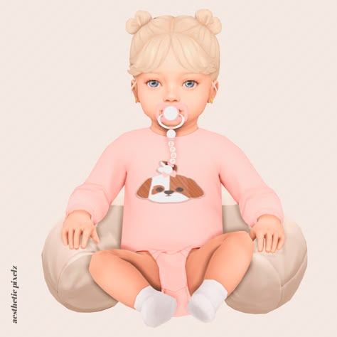 a sims 4 infant wearing custom content clothing for a cc lookbook Sims Baby, Body Outfit, Bear Outfits, Best Sims, Maxis Match, Baby Romper, Sims 4 Custom Content, Sims Cc, Sims 4