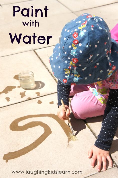 Paint with water activity for kids who are bored or wanting to be creative outdoors. Pom Pom Drop, Painting With Water, Activity For Toddlers, Dandelion Wishes, Fun Outdoor Activities, Outdoor Activities For Kids, Toddler Play, Toddler Fun, Summer Activities For Kids