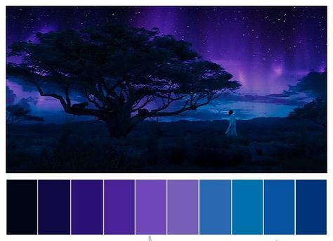 Purple Blue Black Color Palette, Dark Fairy Color Palette, Nighttime Color Palette, Galaxy Pallete Color, Moonlight Color Palette, Night Time Color Palette, Magical Color Palette, Night Sky Color Palette, Fantasy Color Palette