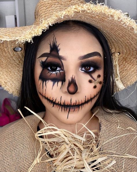 #halloween #makeup #ideas #instagram #inspiration #diy #1 #fashion #recipe #crochet #art NINEFROGS #my Pink Scarecrow Makeup, Diy Scarecrow Costume, Scarecrow Halloween Makeup, Halloween Makeup For Kids, Halloween Costumes Scarecrow, Halloween Makeup Clown, Scarecrow Makeup, Scarecrow Face, Holloween Makeup