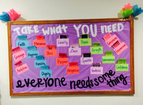 RA Bulletin Board- "Take What You Need," each envelope had a quote inside with a different message. Huge hit with my female residents! Take What You Need Bulletin Board, Information Bulletin Boards, Work Event Ideas, Office Bulletin Boards, Ra Themes, Ra Bulletins, Ra Bulletin Boards, Calendar Examples, School Door Decorations