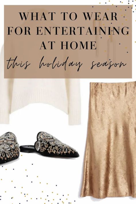 Fashionable and comfortable, that is always the goal, but especially when you are entertaining at home! Use these 4 outfit ideas to put together stylish yet doable outfits for all your hosting events–even if they are a little smaller than usual this year. Entertaining At Home Outfit, Christmas Party Host Outfit, Casual Dinner Party Outfit, What To Wear At Home, House Party Outfit, Casual Christmas Party Outfit, My Chic Obsession, Entertaining At Home, Dinner Party Outfits