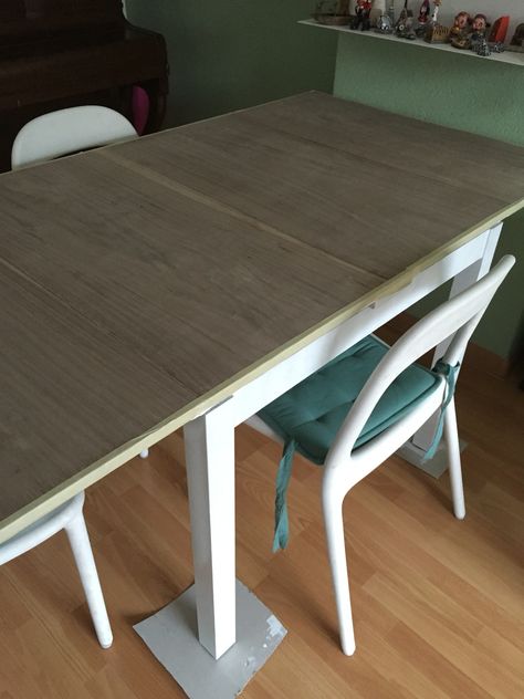 IKEA BJURSTA white painted topt with European walnut veneer Ikea Table Hack, Diy Dining Room Table, Ikea Table, Diy Dining Room, Ikea Lack, Diy Dining, Table Makeover, Simple Table, Room Redo