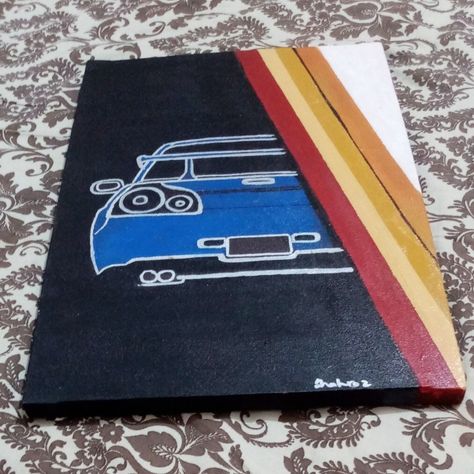 Race Car Painting Canvas Easy, Car Painting Ideas On Canvas, Car Painting Easy, Jdm Nissan, Diy Canvas Art Easy, Road Painting, Nissan R34, Canvas Drawing, Couple Painting