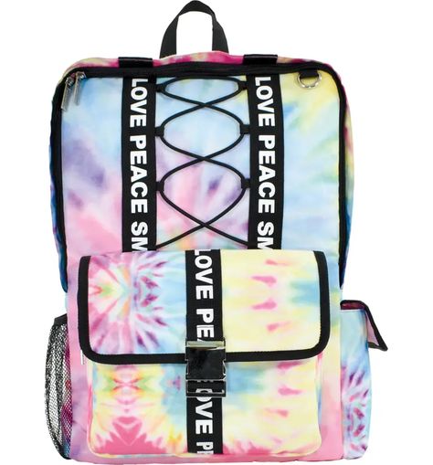 Iscream Tie Dye Backpack (Kid) | Nordstrom Tie Dye Backpack, Glitter Backpack, Unicorn Fashion, Favorite Purse, Girl Backpacks School, Pastel Tie Dye, Boy Accessories, Rainbow Kids, Mason Jar Diy