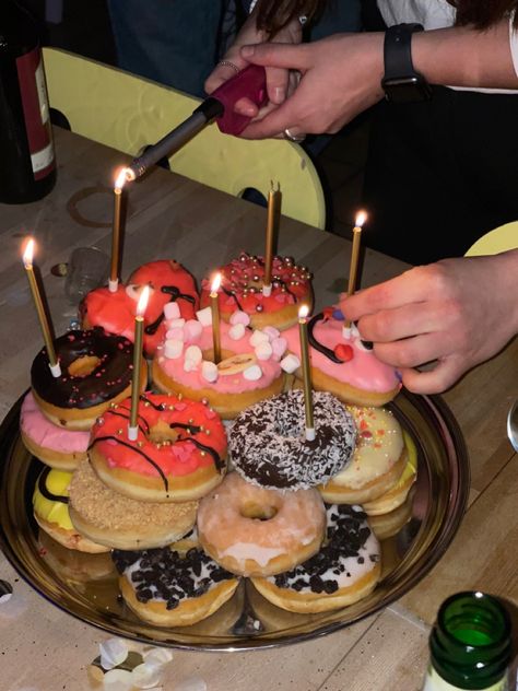 Donut Candle Birthday, Wish Aesthetic, 1997 Birthday, Food Donut, Donut Candles, Birthday Snacks, Candy Food, Birthday Donuts, Birthday Post