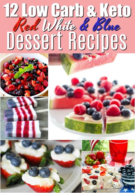 12 Low-Carb and Keto Red, White, and Blue Dessert Recipes | Bobbi's Kozy Kitchen Blue Desserts Recipes, Memorial Day Food, Easy To Cook Recipes, 4th Of July Food, Berry Salad, Blue Desserts, Salads Recipes, Lchf Recipes, Cook Recipes