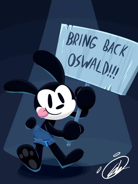 Old Cartoon Characters, Epic Mickey, Classic Disney Characters, Oswald The Lucky Rabbit, Mickey Mouse Art, Lucky Rabbit, Disney Artwork, Pinturas Disney, Bendy And The Ink Machine