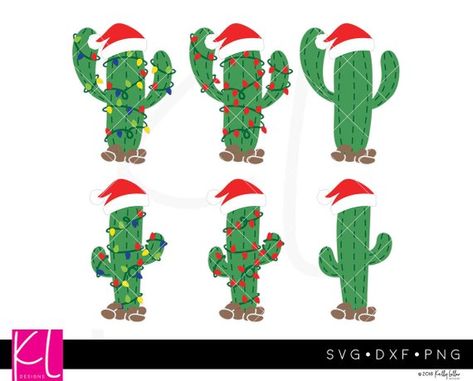 Set of 6 Christmas Cactus SVG Cut Files for Southwestern Christmas Wire Christmas Wreath, Silhouette Cameo Christmas, Southwestern Christmas, Cactus Svg, Christmas Classroom Door, Llama Christmas, Grinch Christmas Tree, Christmas Punch, Unicorn Face