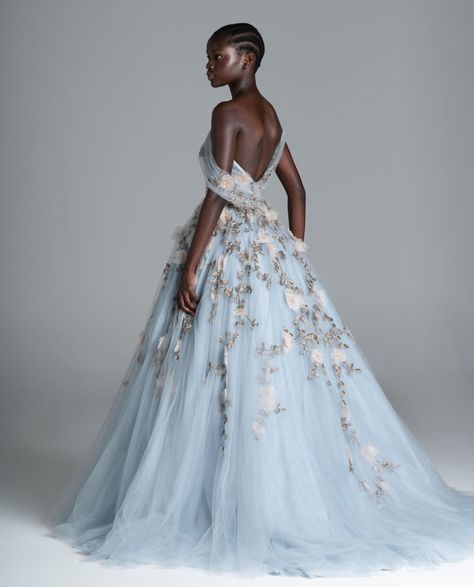 Blue Wedding Gowns, Paolo Sebastian, Floral Wedding Dress, Atelier Versace, Blue Wedding Dresses, Armani Prive, Zuhair Murad, Colored Wedding Dresses, Bridal Couture