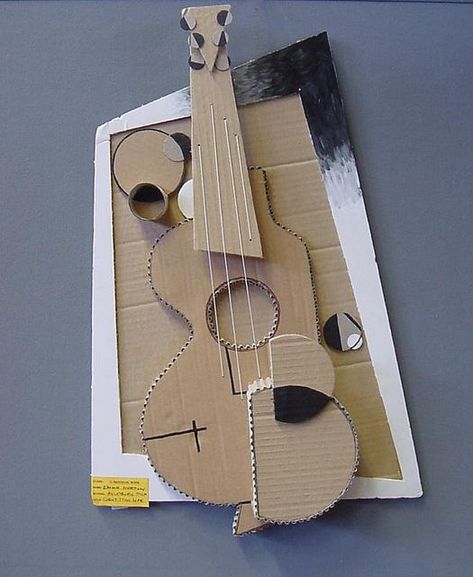 Cardboard Art Projects, Cardboard Guitar, Cubist Sculpture, Cardboard Art Sculpture, Geometric Shapes Drawing, Dolphin Painting, Middle School Art Projects, Wal Art, Cardboard Sculpture