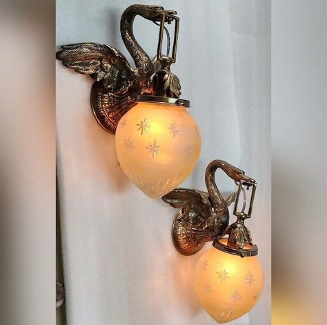 Illuminate your space with this exquisite pair of Vintage Style Handcraft Brass Swan Wall Sconces 🦢✨ Perfect for adding a touch of Art Nouveau charm to your home decor. #VintageLamp #BrassFixture #NauticalStyle #HomeDecor #WallSconces https://ebay.us/U1ODUN