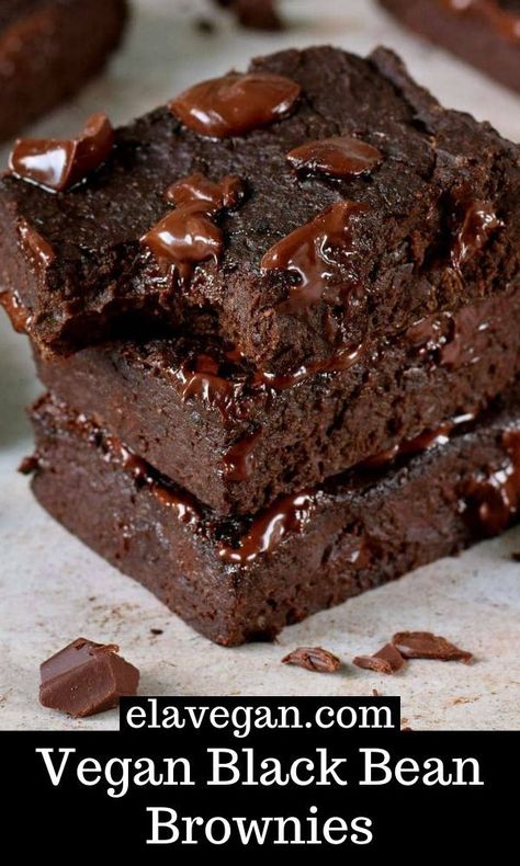 Elavegan Recipes, Black Bean Vegan Recipes, Vegan Brownies, Healthy Vegan Brownie Recipe, Black Bean Brownies No Sugar, Oat Flour Vegan Brownies, Black Bean Brownies Vegan, Vegan Black Bean Brownies, Healthy Black Bean Brownies