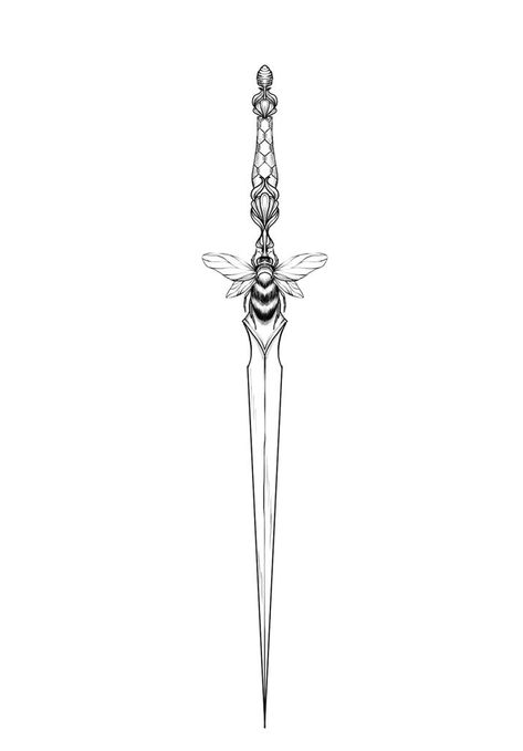 Dagger With Wings Tattoo, The Starless Sea Tattoo, Starless Sea Tattoo, Fine Line Dagger Tattoo, Dragonfly Dagger Tattoo, Dager Tattoos For Women, Dagger Tattoo Feminine, Dagger Spine Tattoo, Small Dagger Tattoo