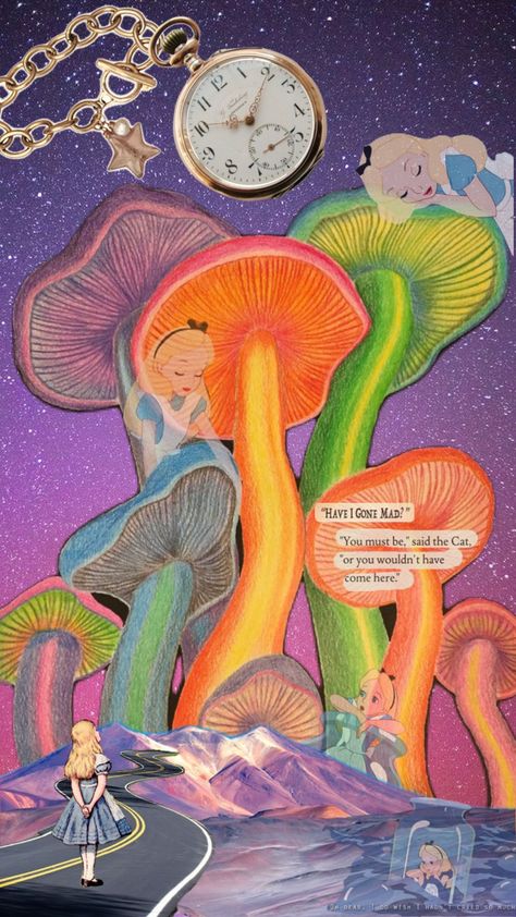 Alice In Wonderland Mushroom, Trippy Aesthetic, Alice In Wonderland Aesthetic, Mad Hatter, Alice In Wonderland, Art Inspo, Aesthetic Wallpapers, Disneyland, Art Inspiration