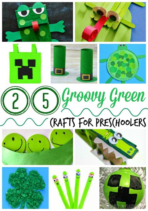 If your child's favorite color is green, you won't have to worry about whipping out the yellow and blue! We've got all the green your kiddo could want with these 25 Groovy Green Crafts For Preschoolers. Learn about colors, letters, and make some crafts that'll have the green with joy! Have a blast! Colour Activities, Craft Ideas For Toddlers, Green Activities, Green Crafts, Yellow Crafts, Frog Crafts, Preschool Colors, Green Craft, Plastic Bottle Crafts