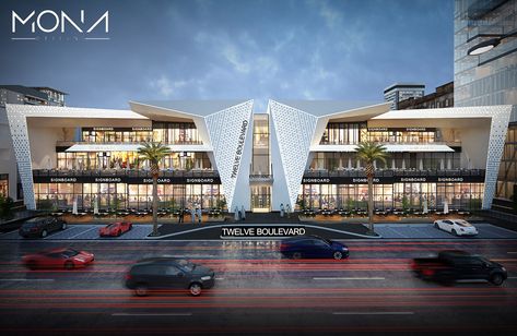 Commercial Strip Mall Exterior, Eagle Architecture Concept, Modern Mall Facade, Modern Shopping Mall Exterior Design, Mall Facade Design Architecture, Strip Mall Architecture Plan, Mall Facade Architecture, Mall Design Architecture Plan, Mall Elevation Design