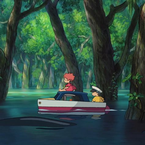 Aesthetic Anime Scenery, Sosuke Ponyo, Pfp Aesthetic Anime, Ponyo Studio Ghibli, Icon Pfp Aesthetic, Movie Icon, Studio Ghibli Fanart, Studio Ghibli Background, Chihiro Y Haku