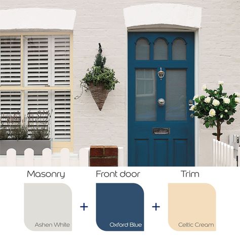 Terraced House Exterior, House Paint Colours, Dulux Exterior Paint Colours, Masonry Paint Colours, Dulux Exterior Paint, Outdoor Paint Colors, Exterior Paint Color Schemes, Painted Exterior Doors, Terrace House Exterior