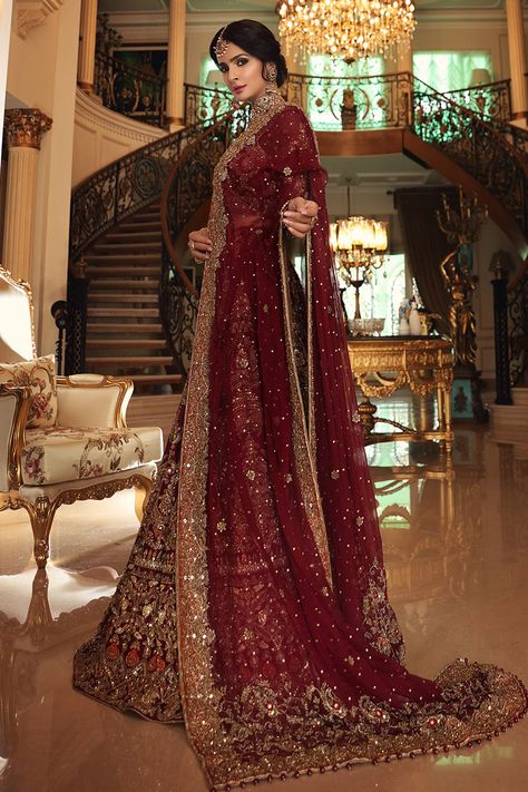 PARIZE Pakistani Bridal Dress, Red Bridal Dress, Desi Wedding Dresses, Asian Bridal Dresses, Asian Wedding Dress, Lehenga Gown, Bridal Lehenga Collection, Bridal Dresses Pakistan, Bridal Outfit