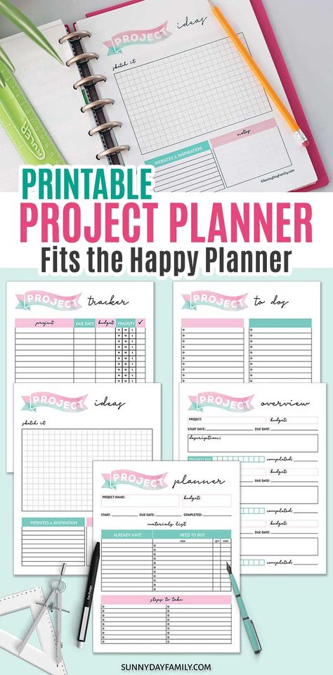 Diy Planners, Project Planner Printable, Planning School, To Do Planner, Craft Planner, Happy Planner Stickers, Work Planner, Planner Inspiration, Project Planner