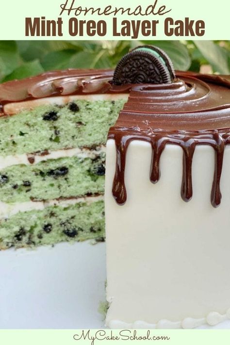 Mint Oreo Cake- This scratch recipe is so moist and delicious! Mint Oreo Cake, Oreo Layer Cake, Oreo Pound Cake, Mint Cake, Mint Oreo, Oreo Cake, Pound Cake, Layer Cake, Oreo