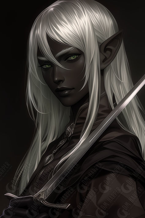 Necross Corobel, Gender Fluid, Drow Warlock Drow Female Art, Drow Warlock, Dnd Drow, Female Drow, Drow Female, Elven Kingdom, Half Drow, Dark Elves, Character Artwork