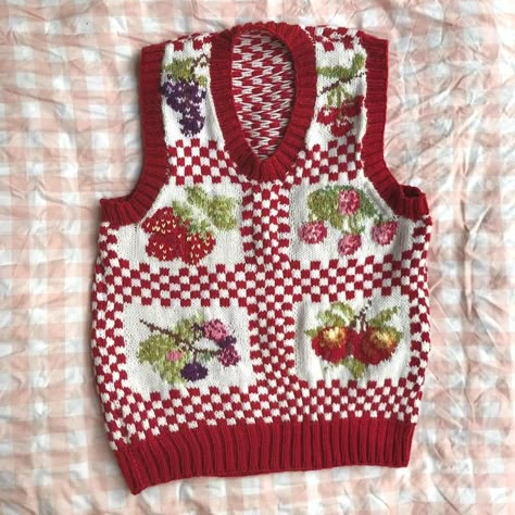 Maximalist Cardigan, Knit Patchwork Sweater, Patchwork Sweater Vest, Gingham Sweater, Gingham Patchwork, Novelty Sweater, Patchwork Sweater, Picnic Blankets, Knit Fashion